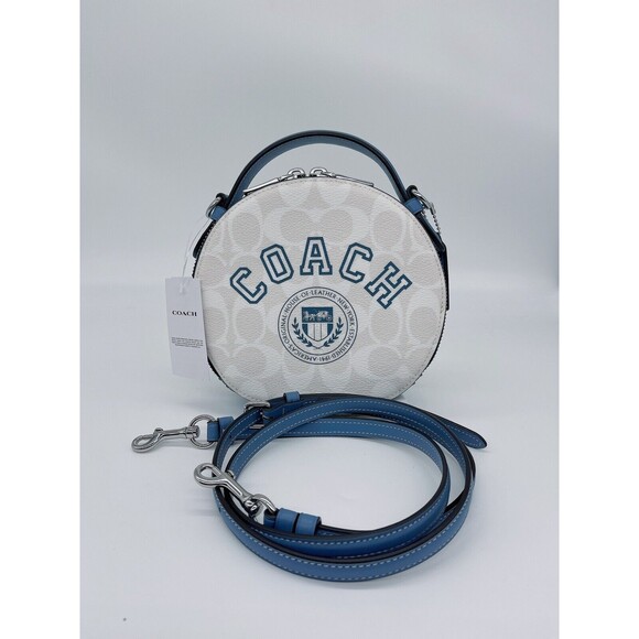 Coach CB870 Canteen Crossbody In Signature Canvas Varsity Motif Chalk Indigo NWT - Picture 1 of 12